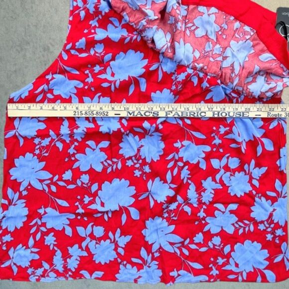 Gibson Womens Blouse Size 1X Red Floral One Shoulder Slim Ruffle Peplum Top NEW! - Picture 10 of 12